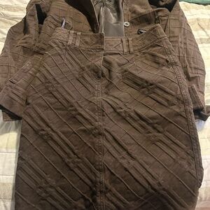 Burberry Chocolate Textured skirt and jacket
